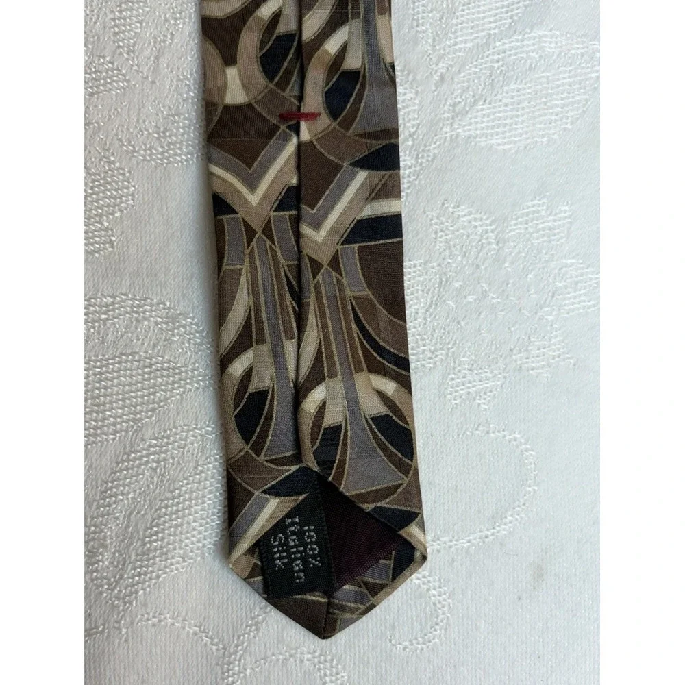 ZYLOS GEORGE MACHADO Mens Tie Art Deco Geometric 100% Italian Silk Vintage